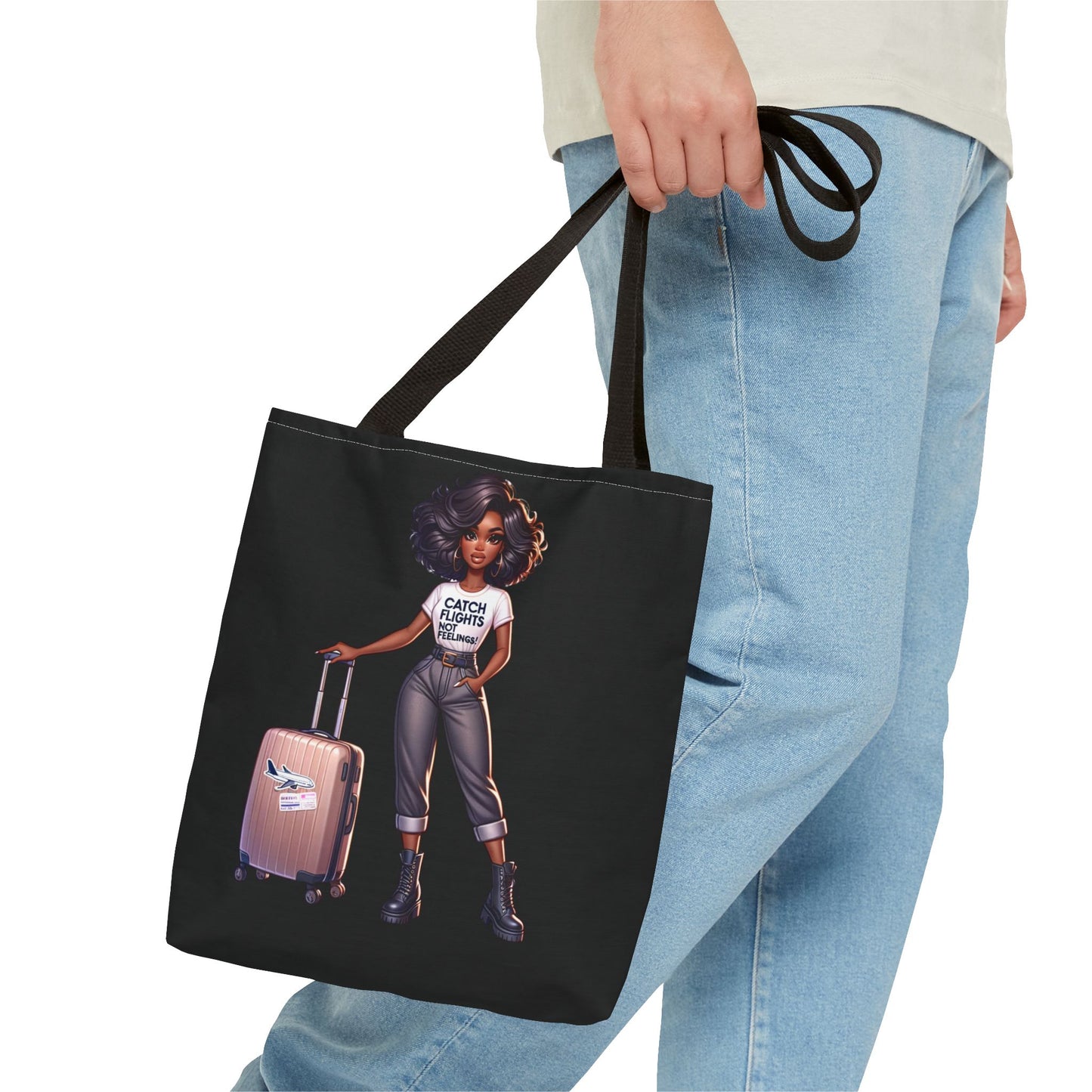 Catch Flights NOT Feelings Tote Bag (AOP)