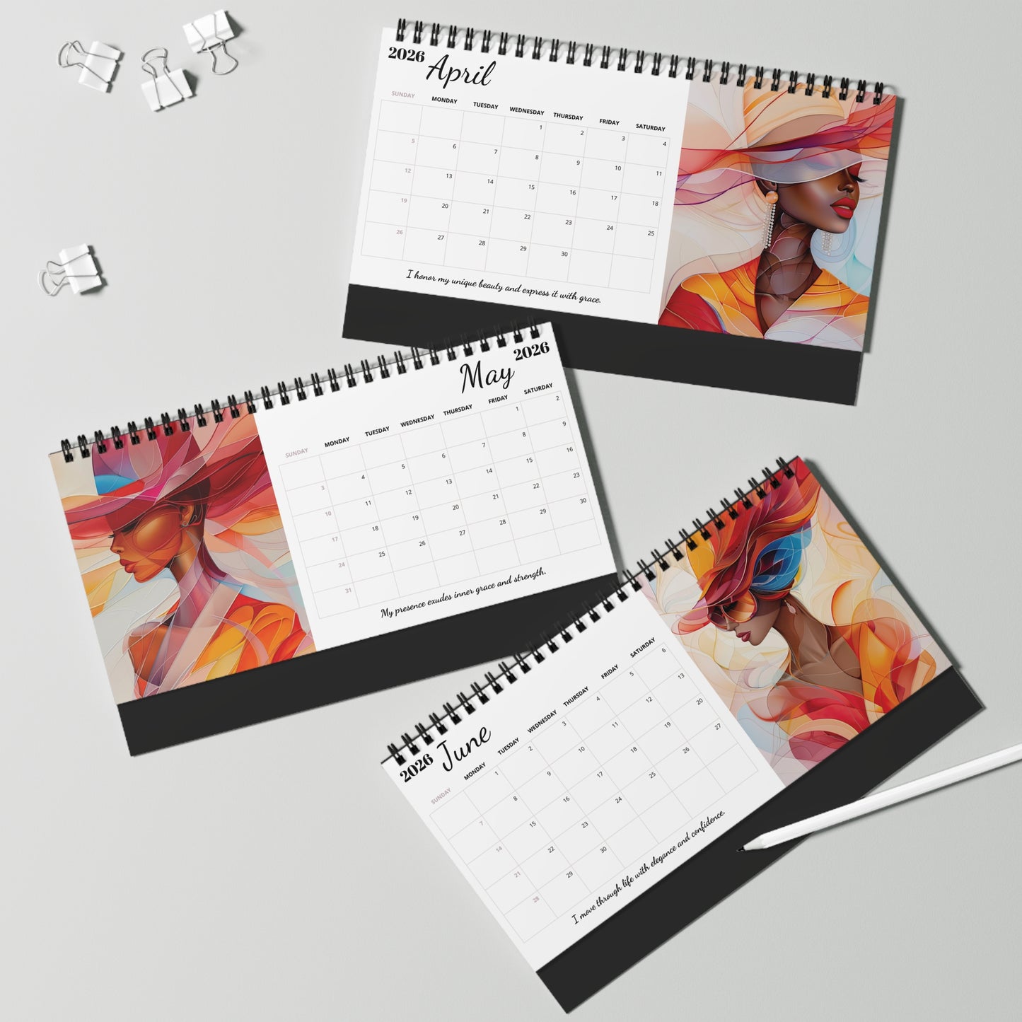 2026 Abstract Elegance Desktop Calendar