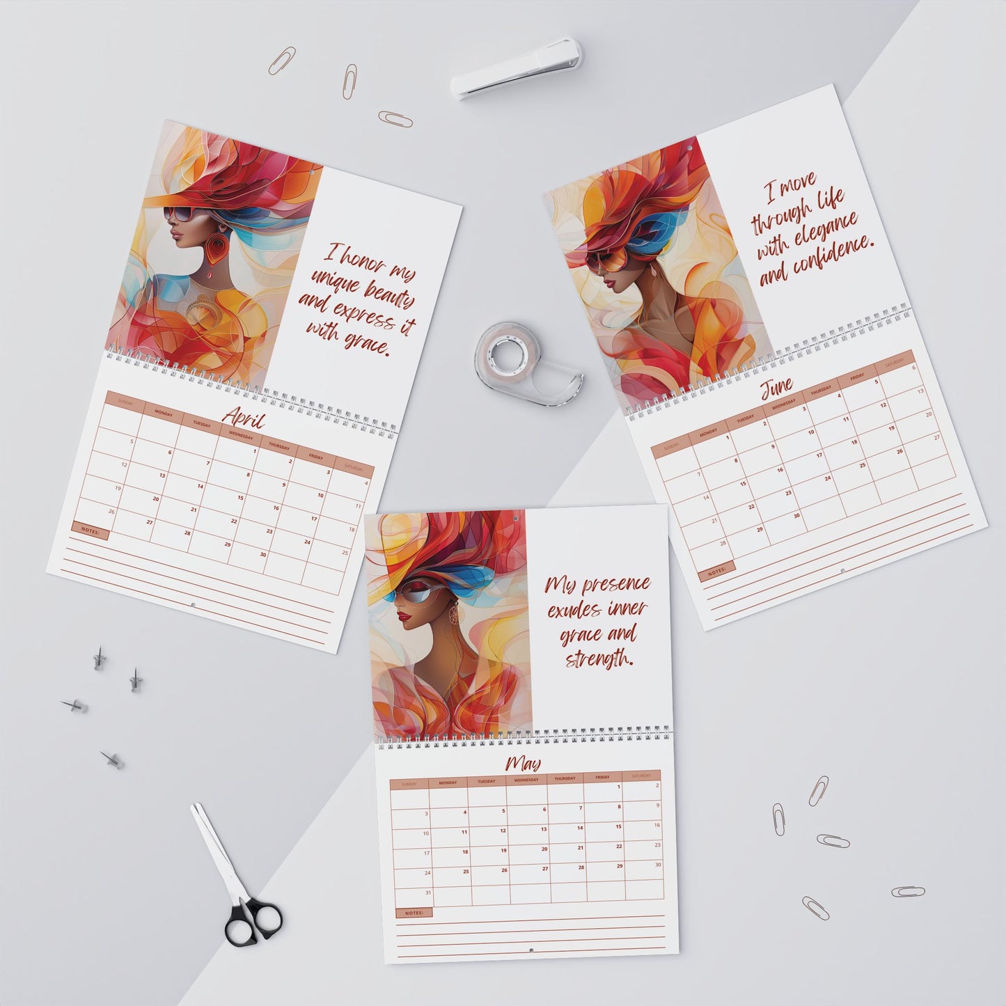 2026 Abstract Elegance Affirmation Wall Calendar