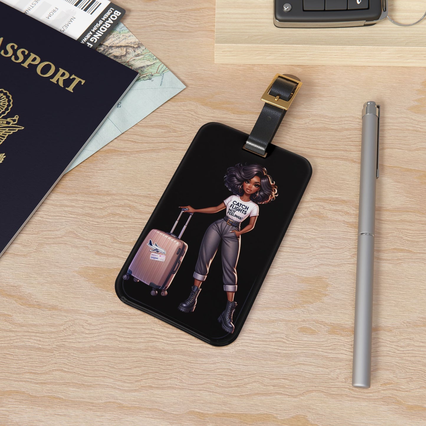 Catch Flights (blk) Luggage Tag