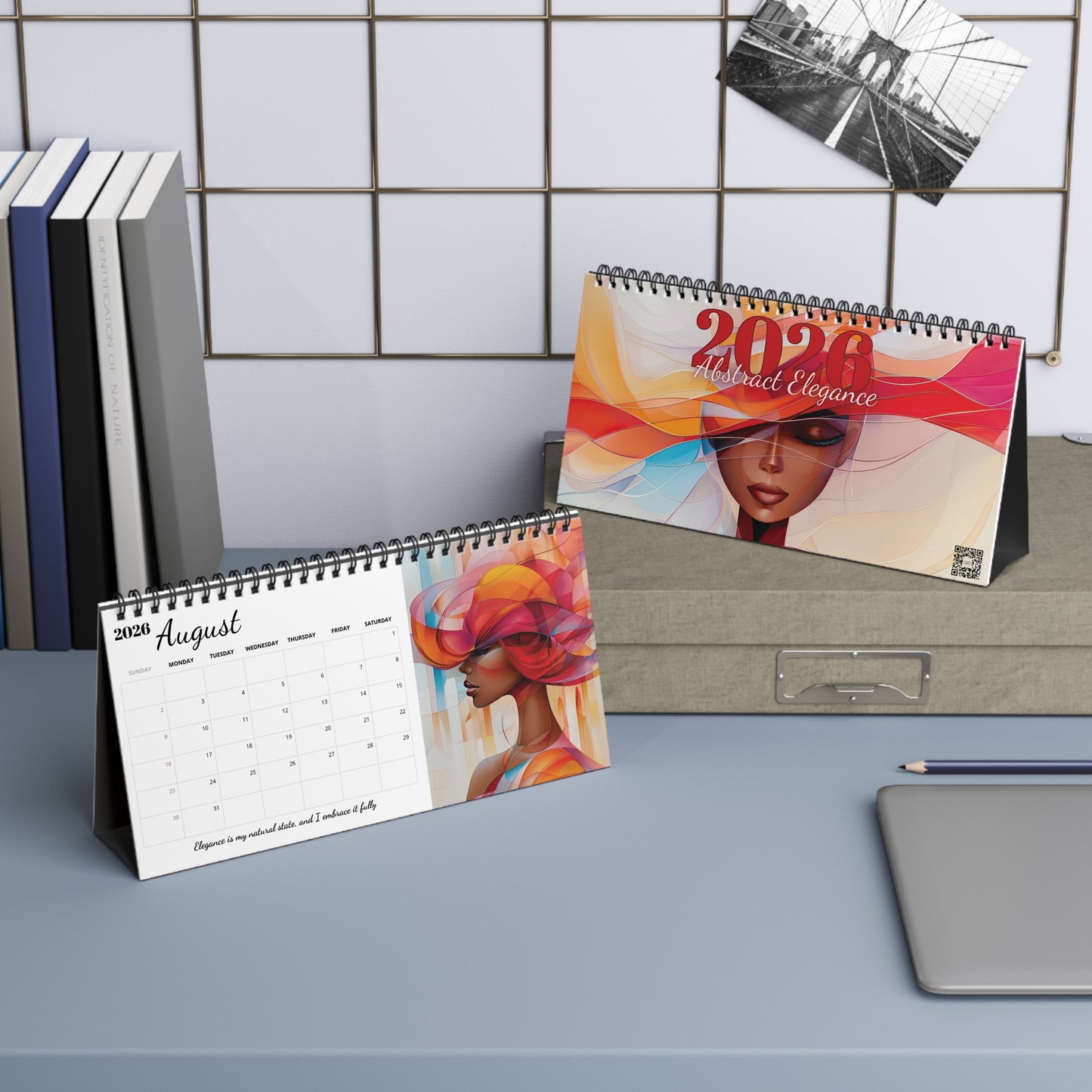 2026 Abstract Elegance Desktop Calendar