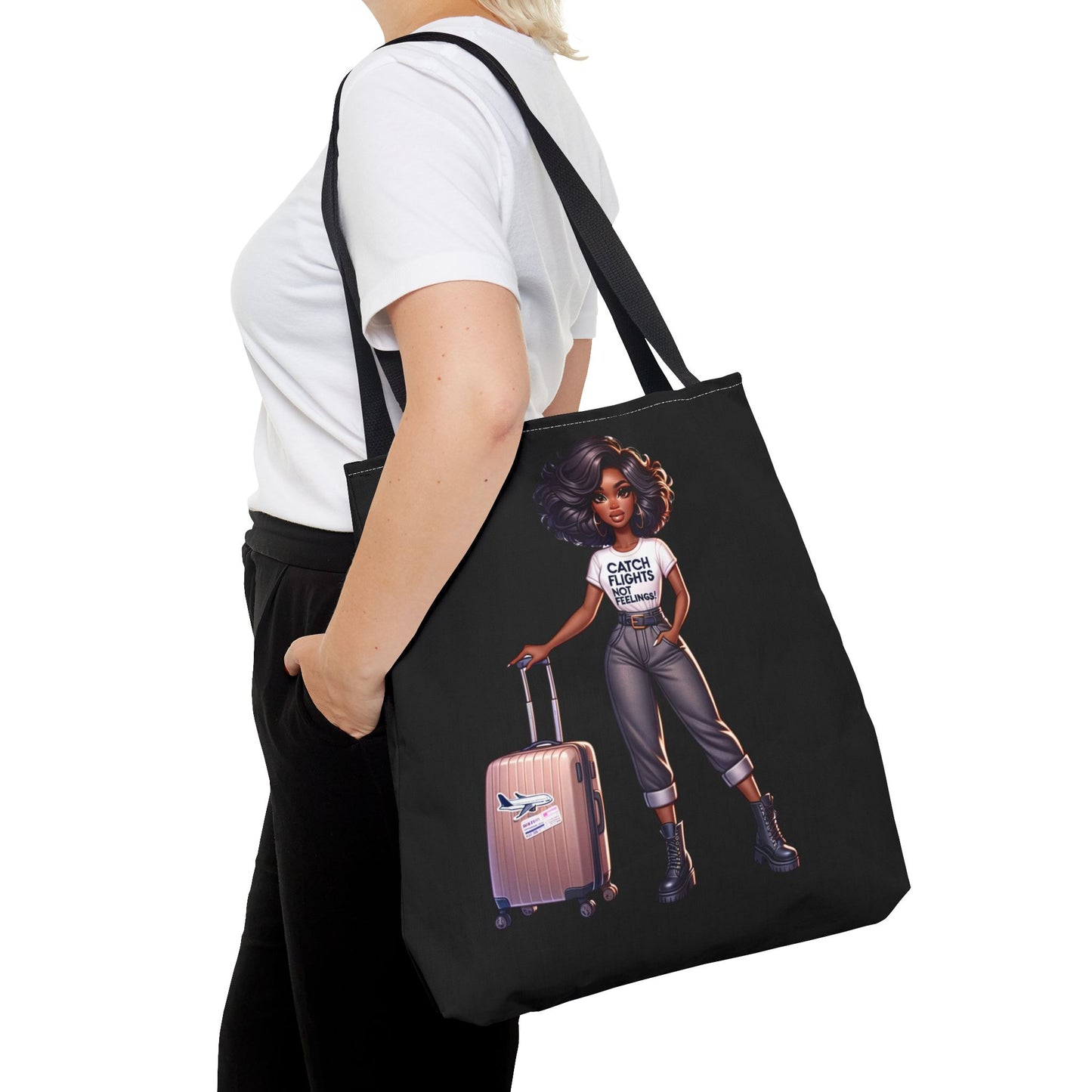 Catch Flights NOT Feelings Tote Bag (AOP)