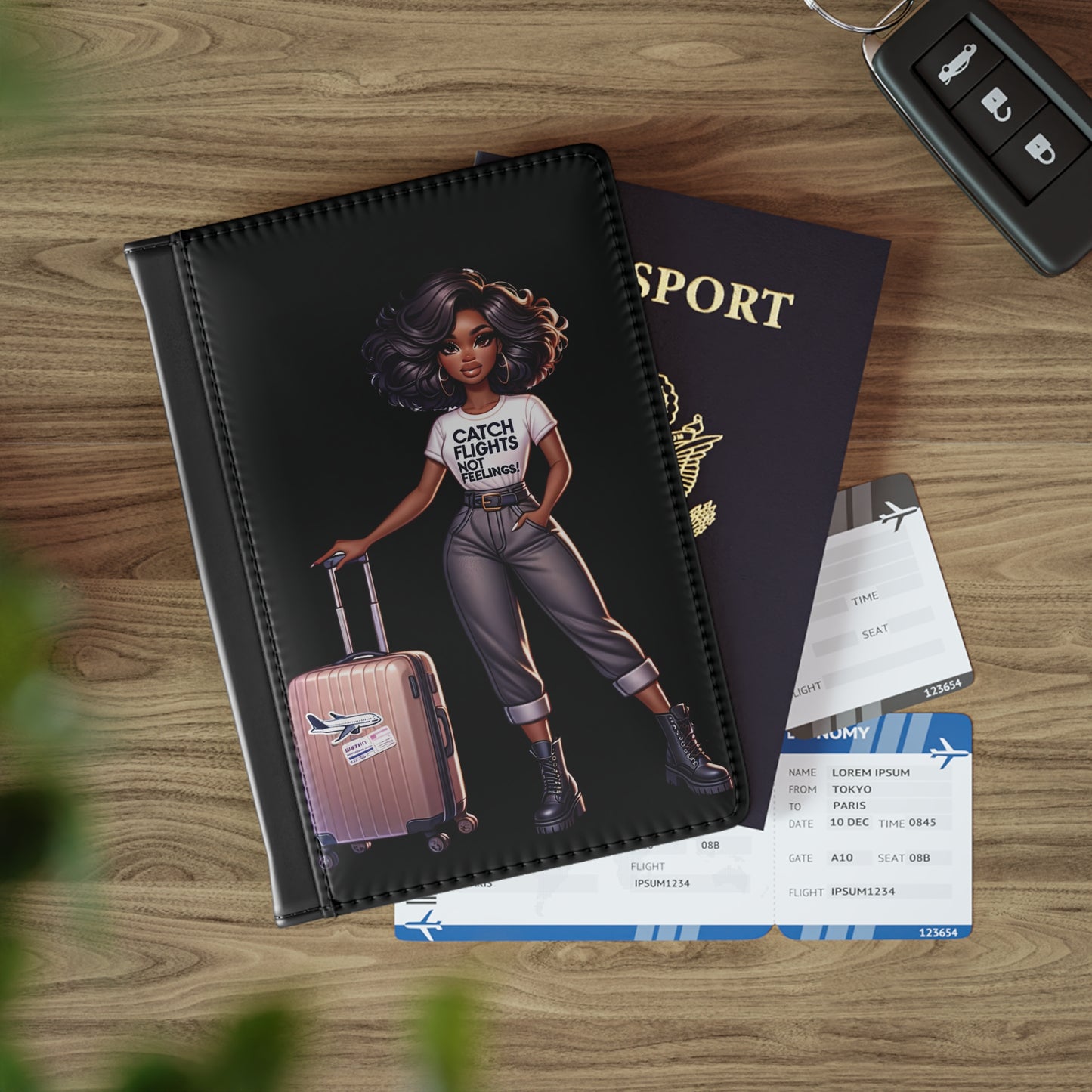 Catch Flights (blk) Passport Cover