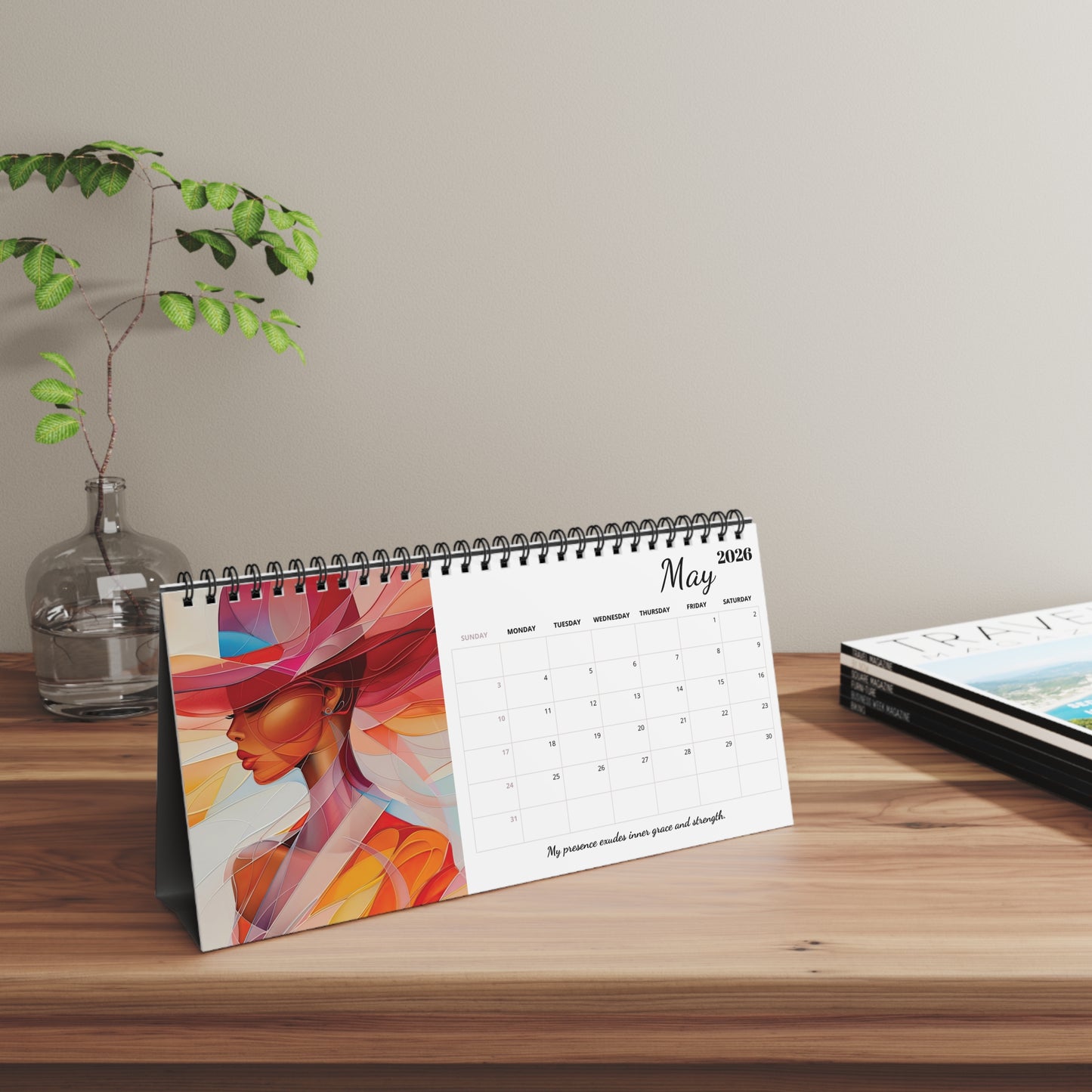 2026 Abstract Elegance Desktop Calendar