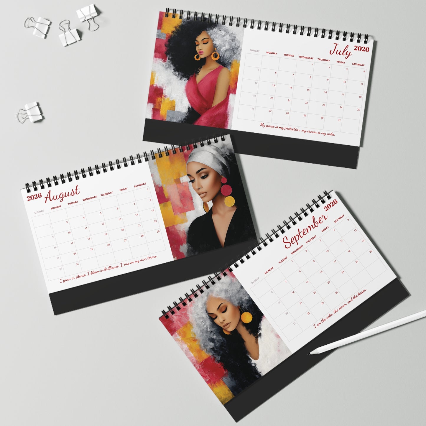 2026 Velvet Fire Desktop Calendar