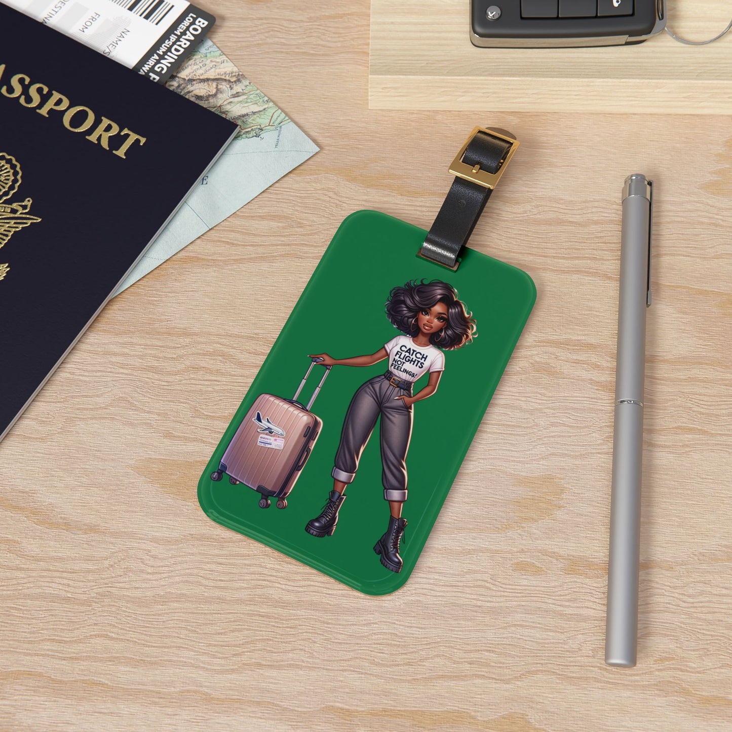 Catch Flights (grn) Luggage Tag