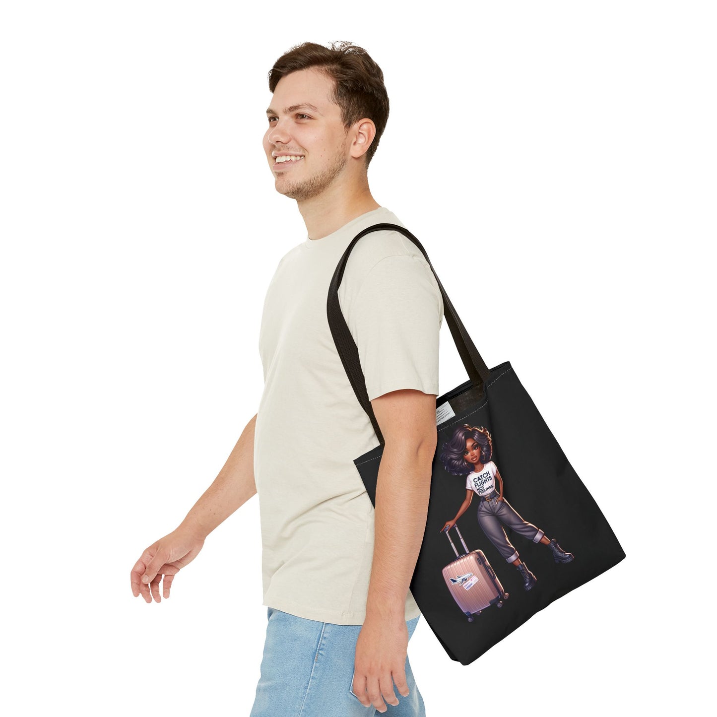 Catch Flights NOT Feelings Tote Bag (AOP)