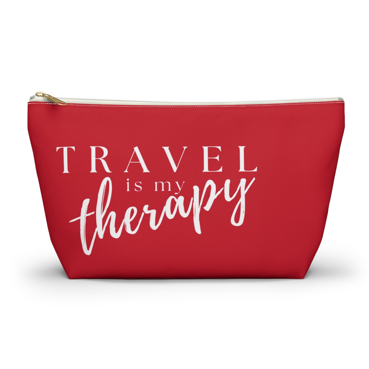 Travel Is My Therapy (red) Accessory Pouch w T-bottom