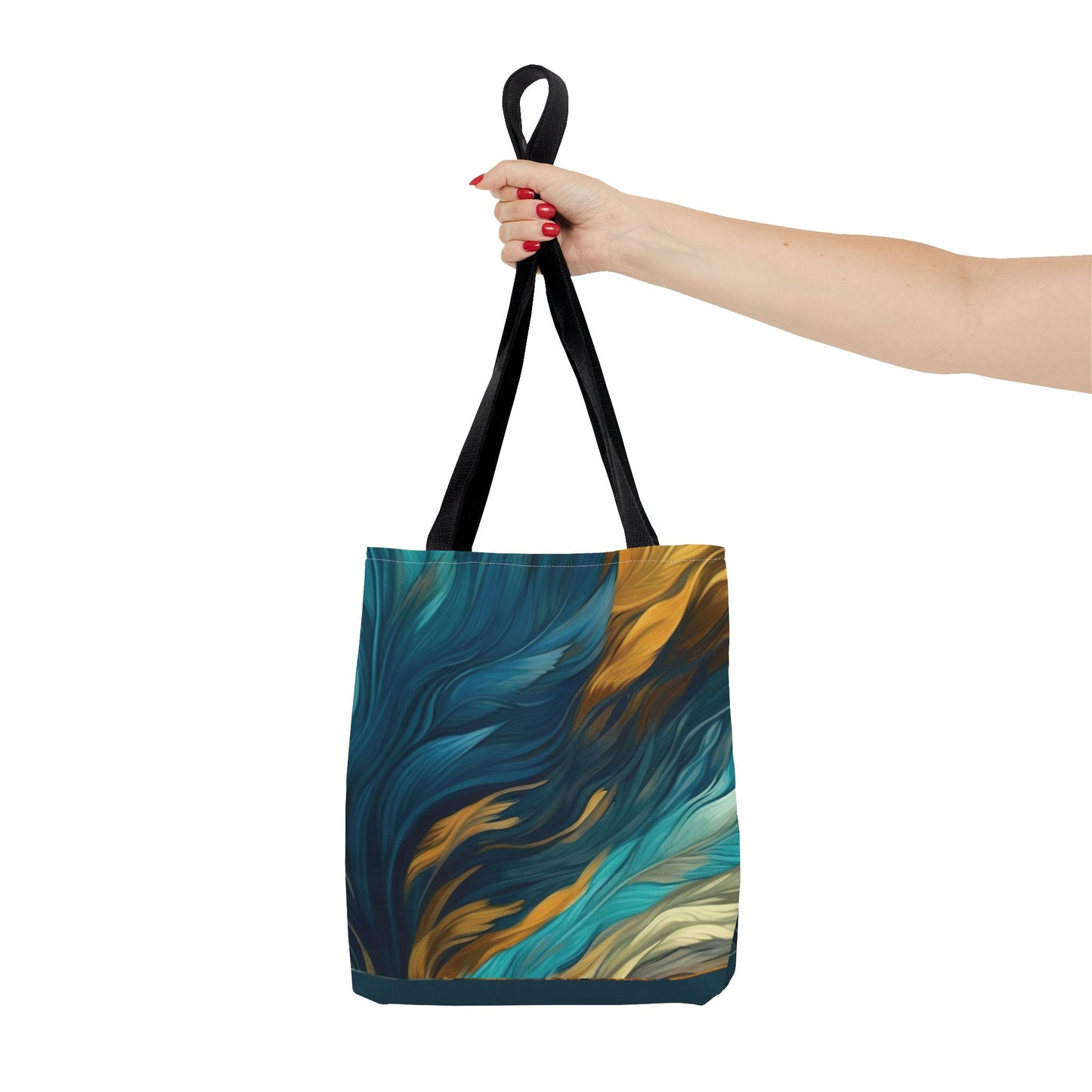 Teal Feathers Tote Bag (AOP)