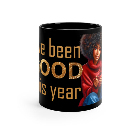 I've Been Good Black Mug