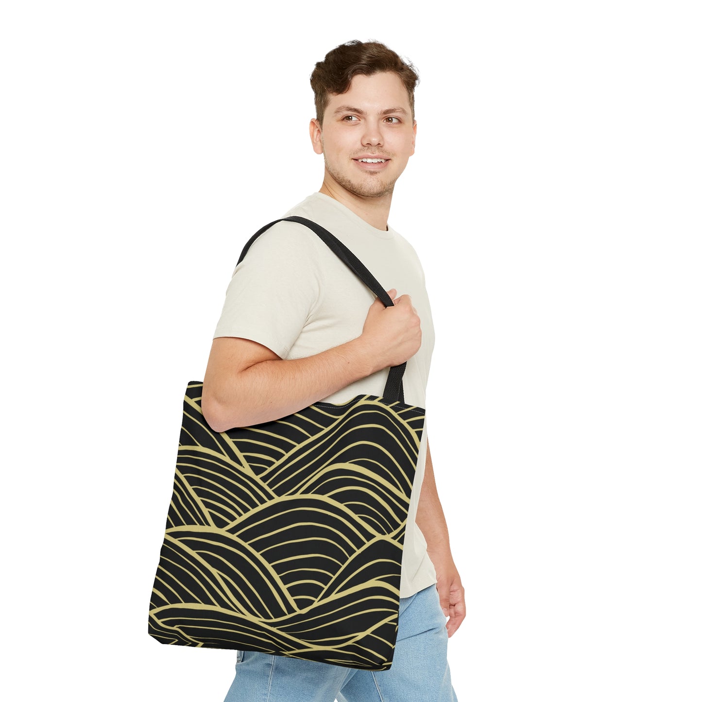 Gold Waves Large Tote Bag