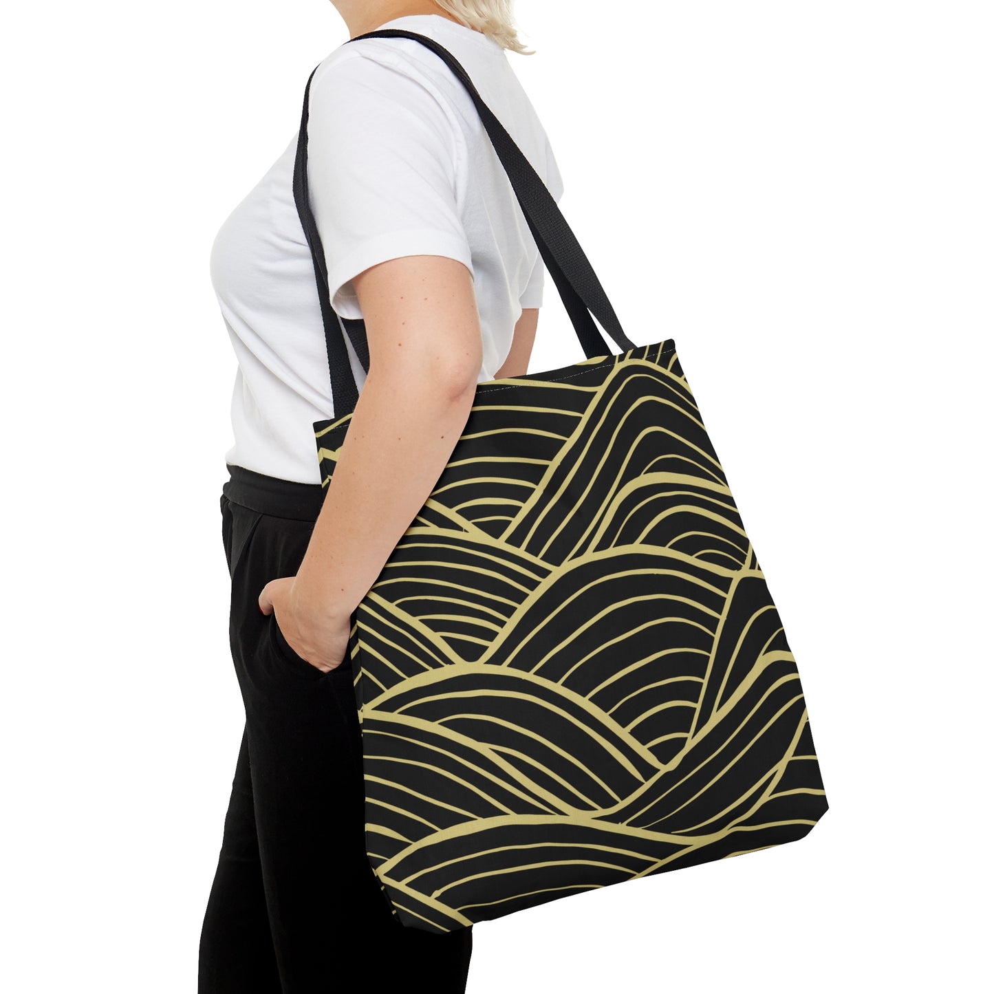 Gold Waves Large Tote Bag