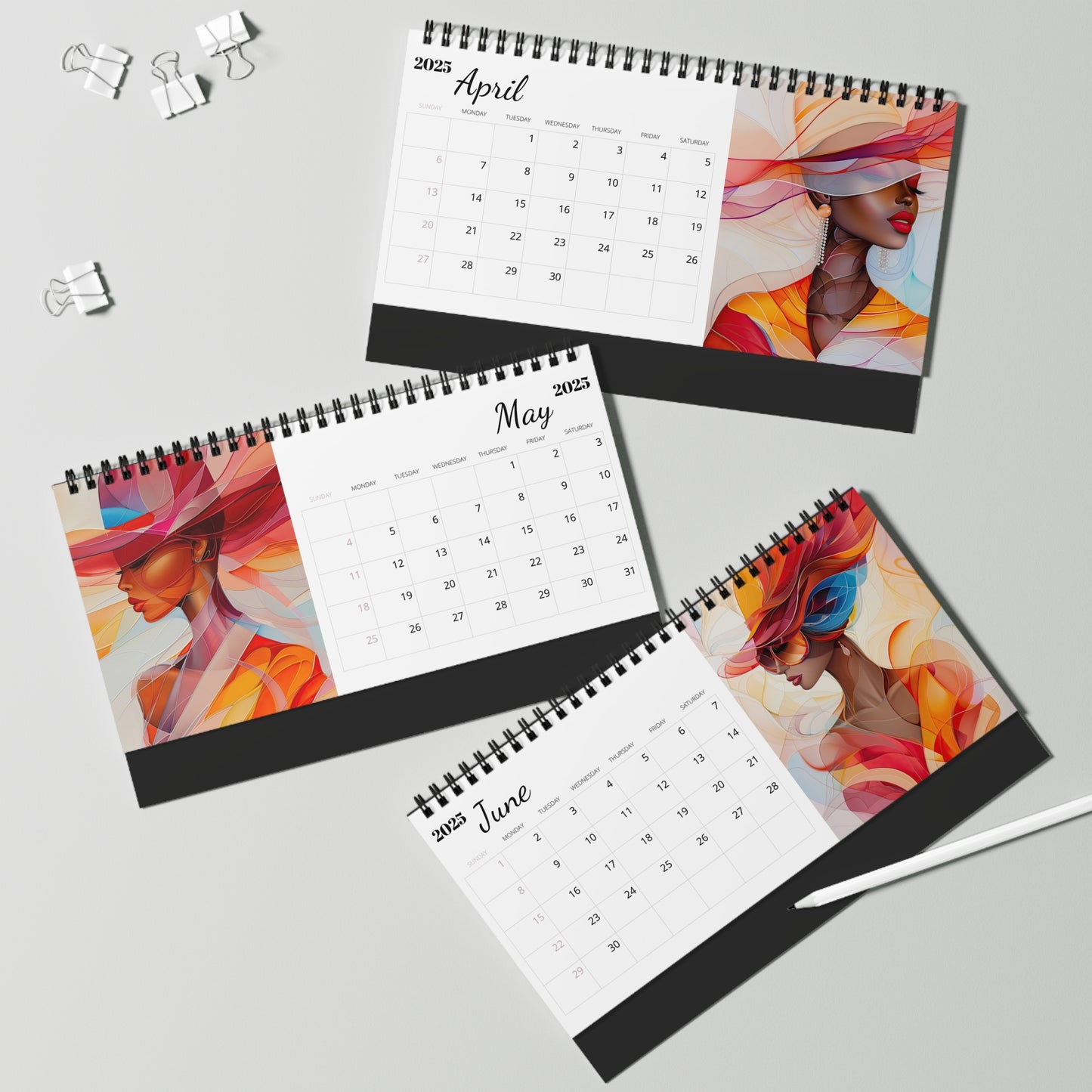 2025 Abstract Elegance Desktop Calendar