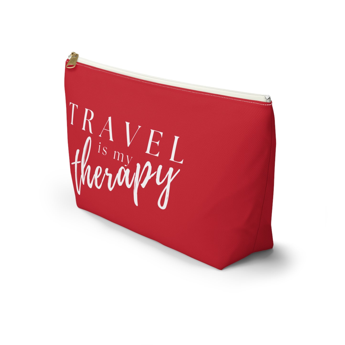 Travel Is My Therapy (red) Accessory Pouch w T-bottom