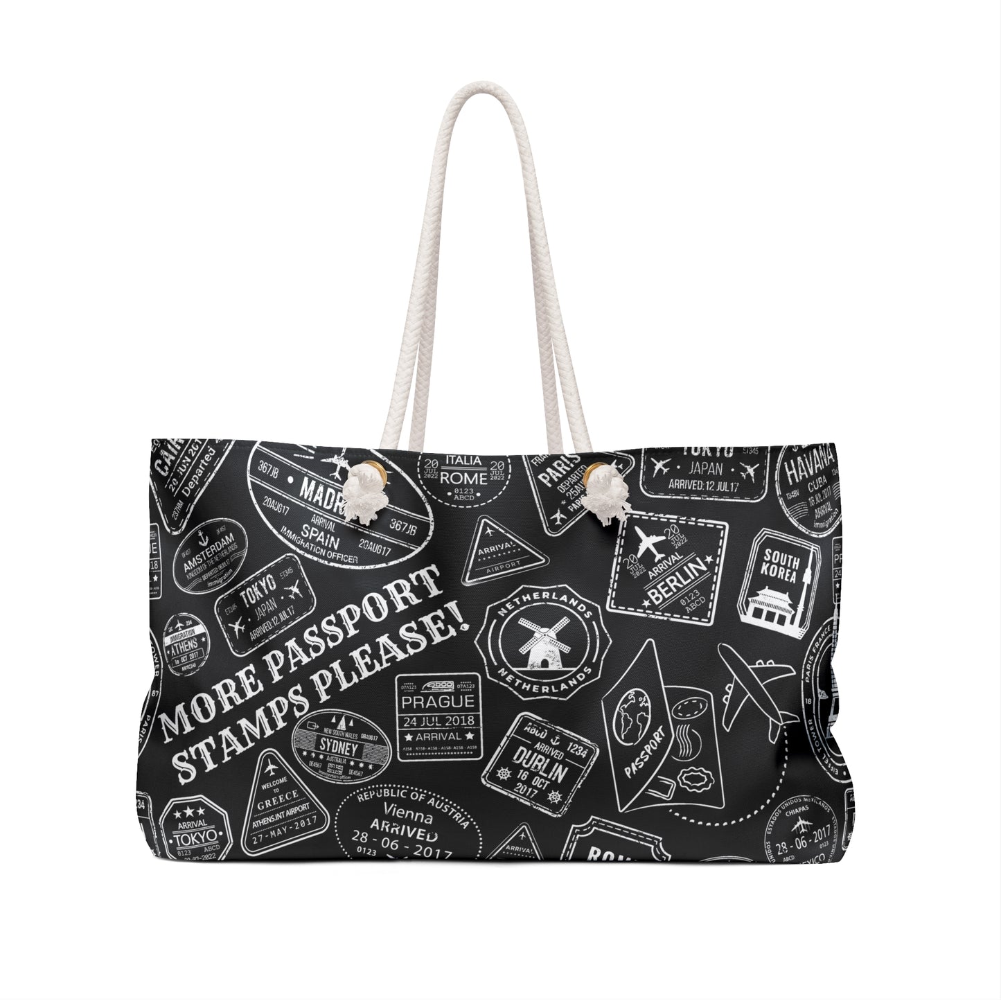 More Passport Stamps (B/W) Weekender Bag
