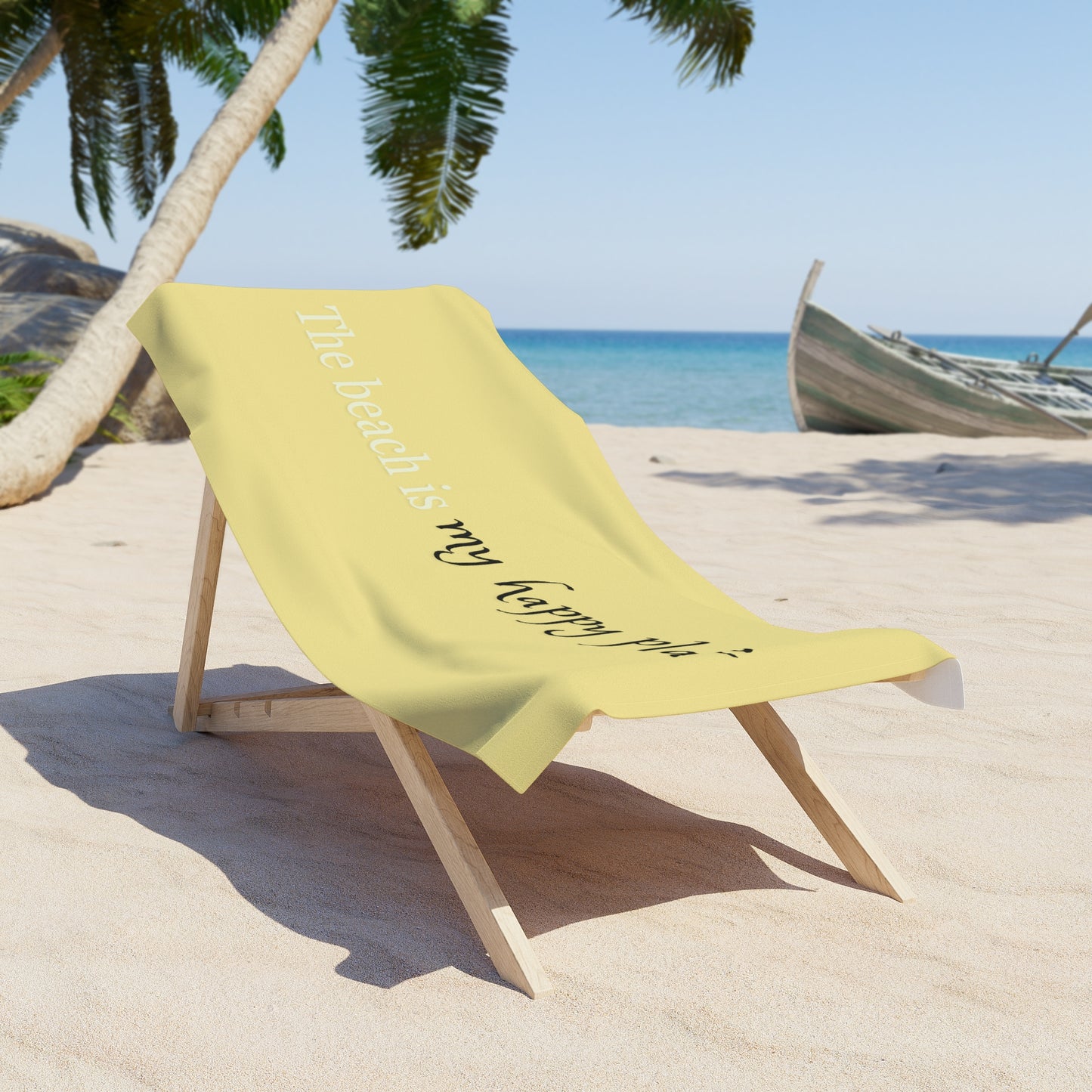 My Happy Place Beach Towel-ylw