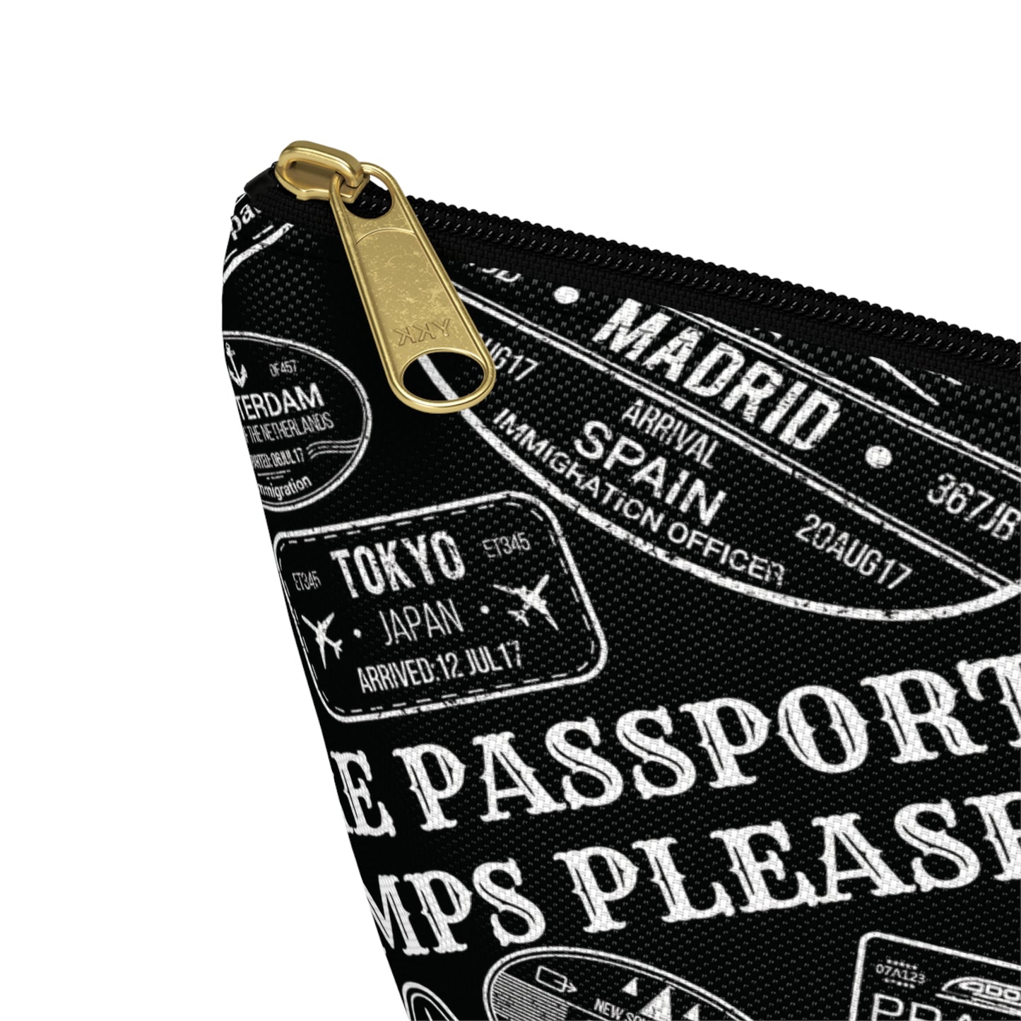 More Passport Stamps (b/w) Accessory Pouch w T-bottom