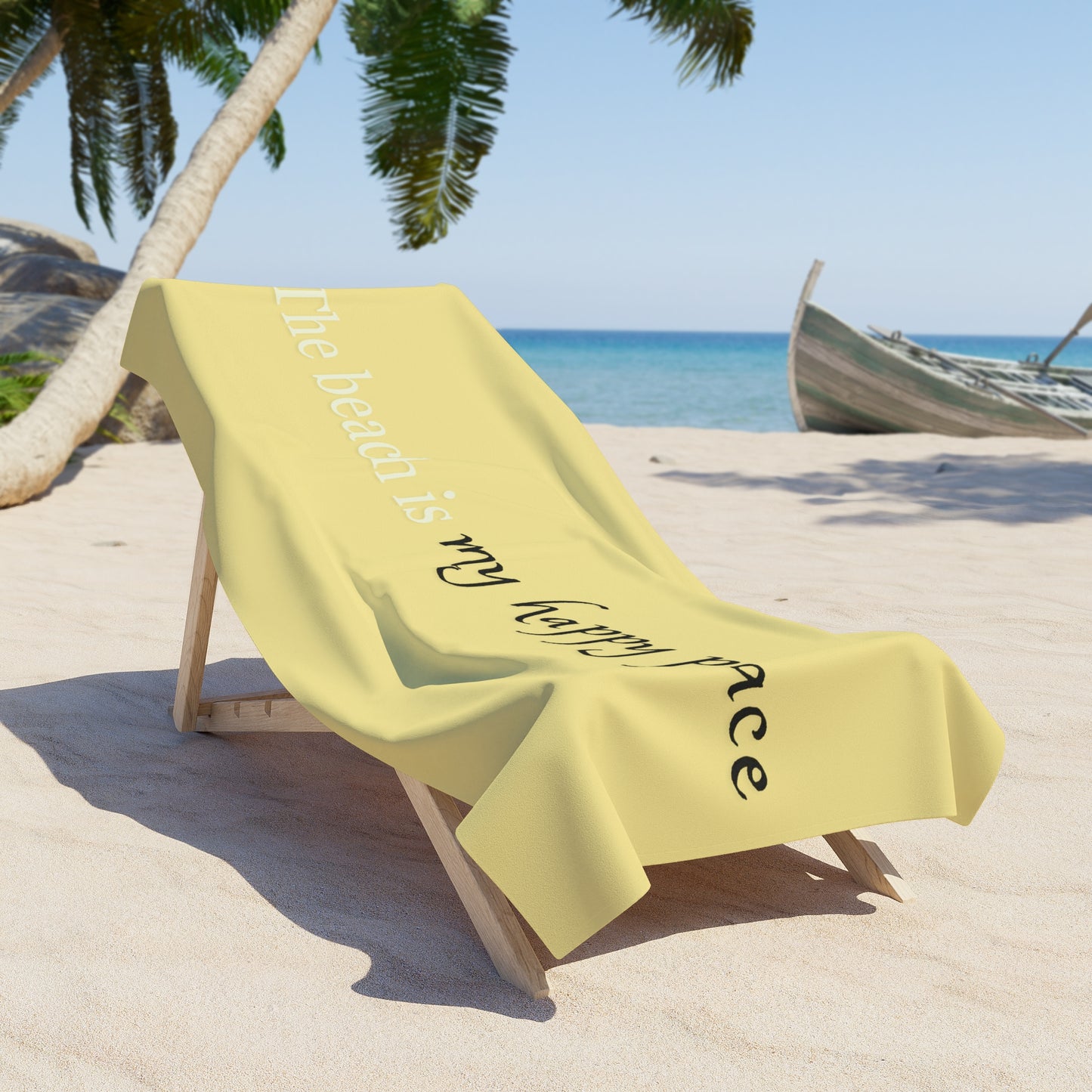 My Happy Place Beach Towel-ylw