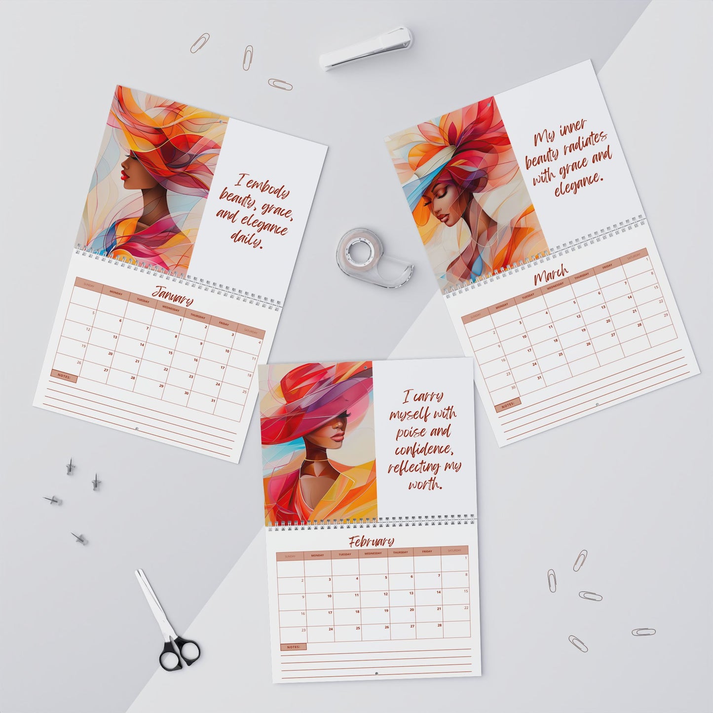 2025 Abstract Elegance Affirmation Wall Calendar