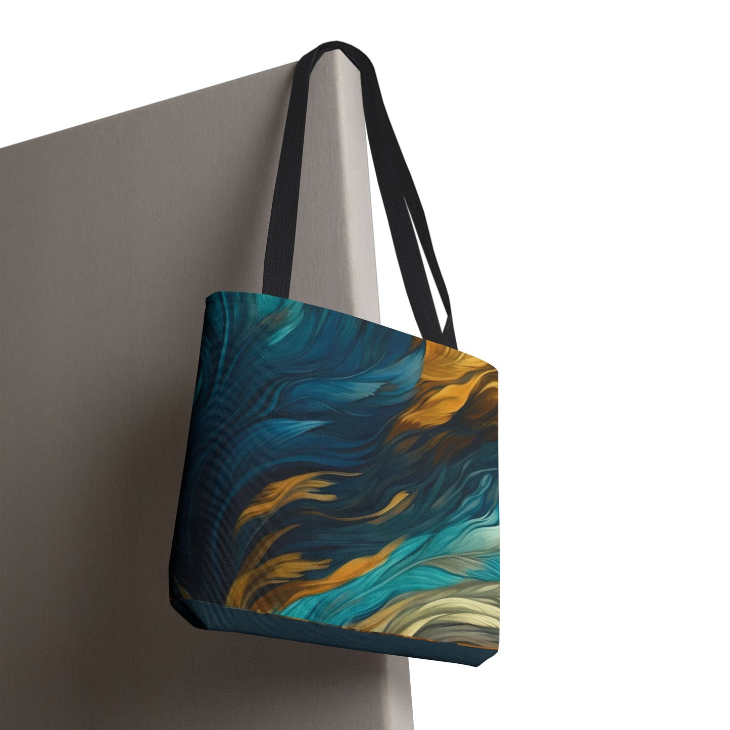 Teal Feathers Tote Bag (AOP)