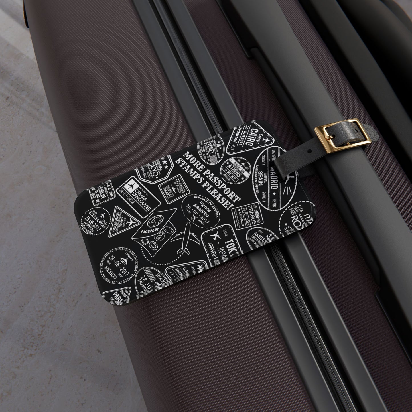 More Stamps (b/w) Luggage Tag