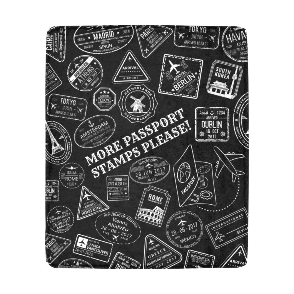 More Passport Stamps (blk) Ultra-Soft Micro Fleece Blanket 50"x60"