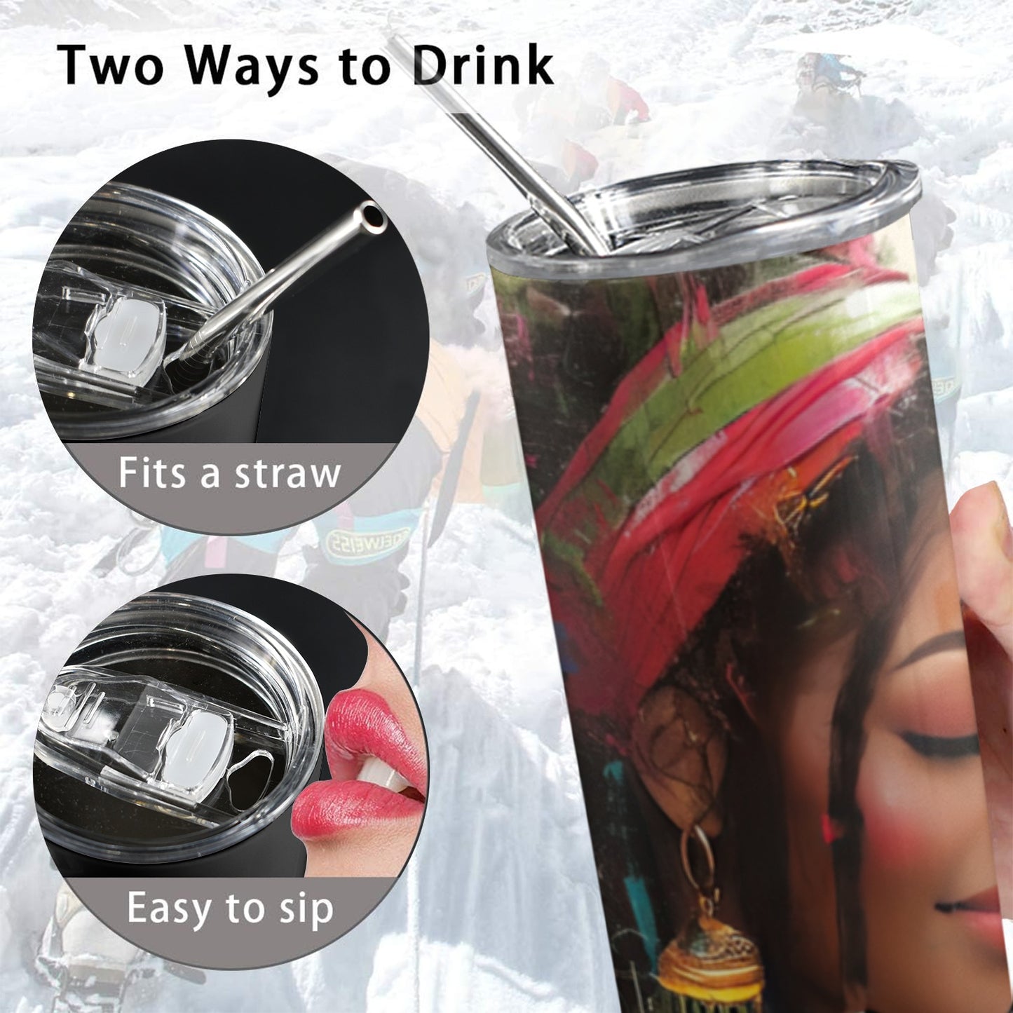 Serene Beauty – 20oz Tall Skinny Tumbler with Lid & Stainless Steel Straw