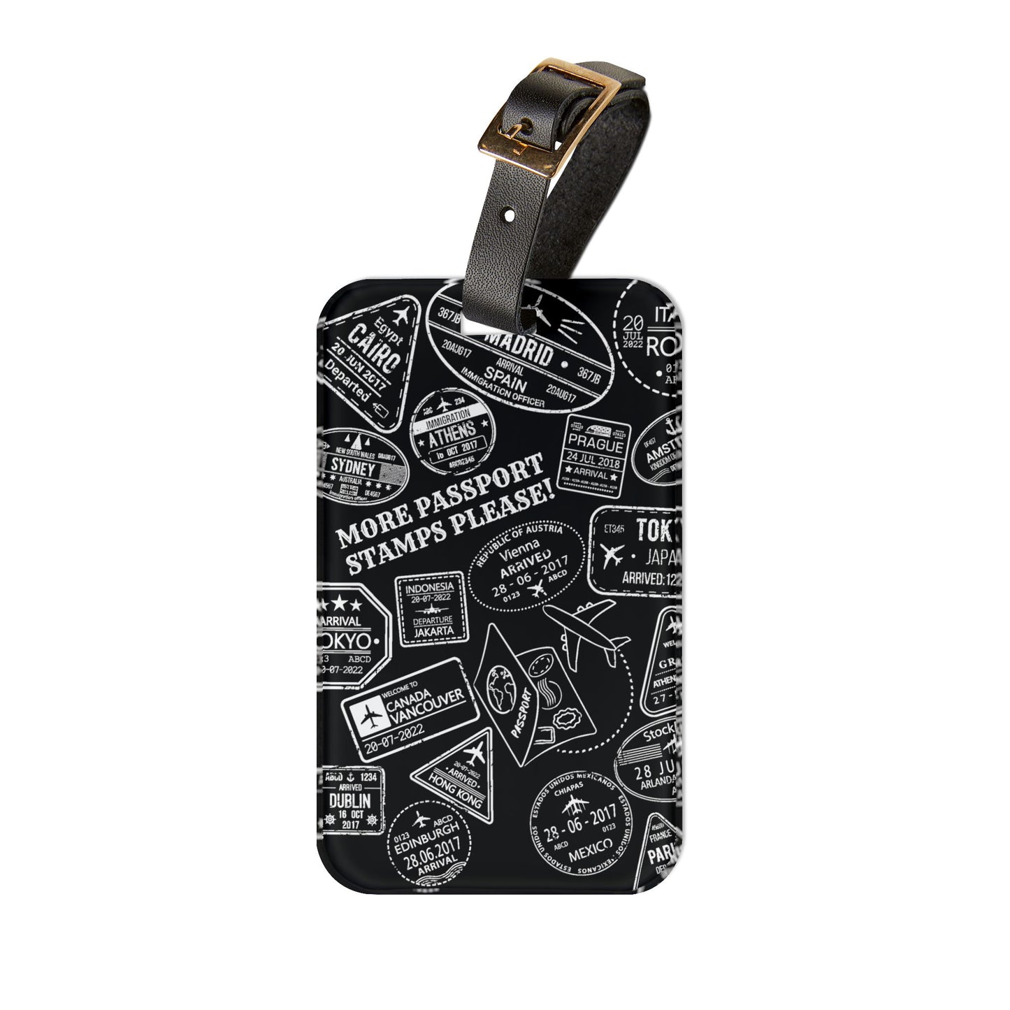 More Stamps (b/w) Luggage Tag