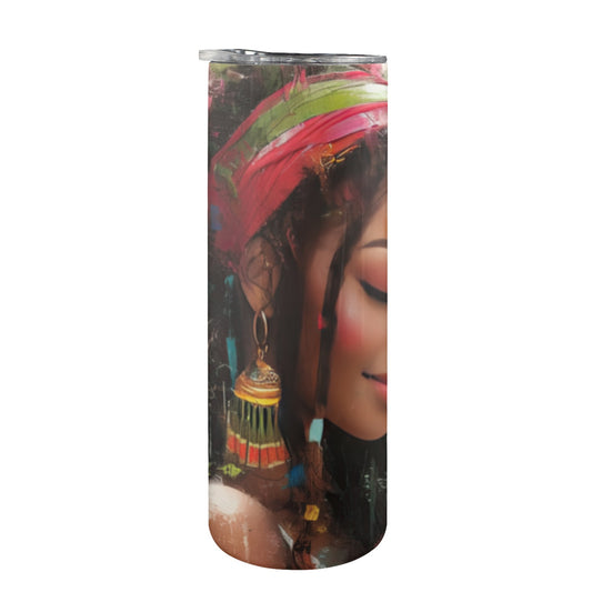 Serene Beauty – 20oz Tall Skinny Tumbler with Lid & Stainless Steel Straw