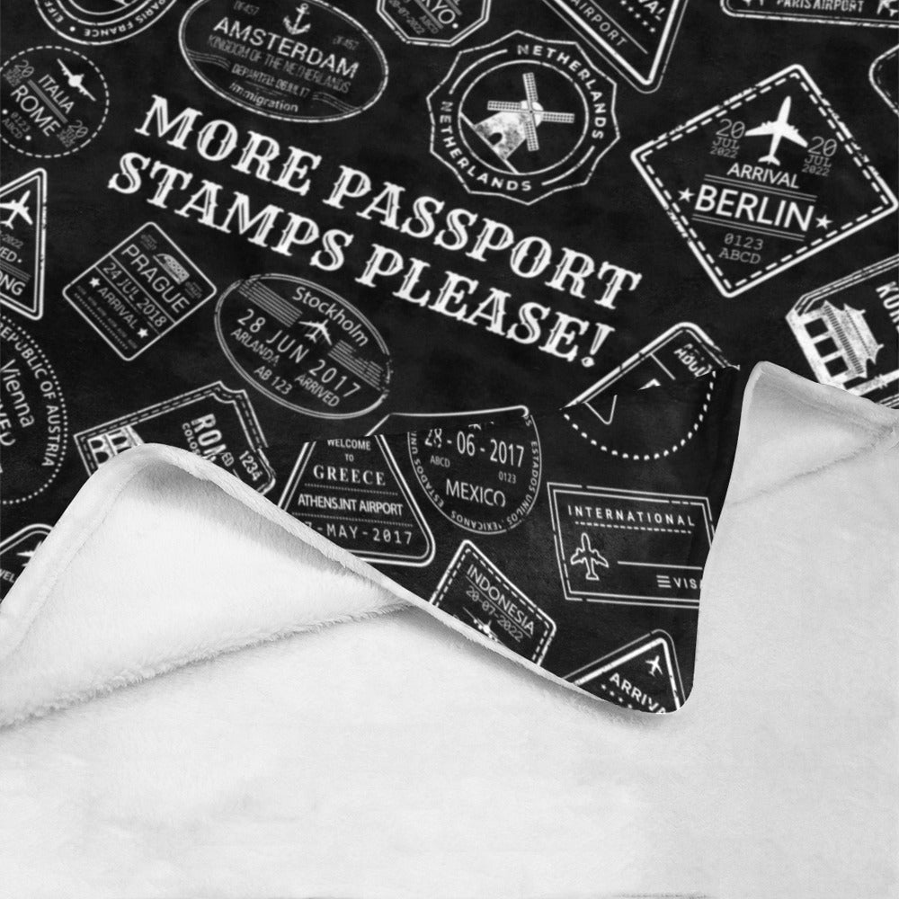 More Passport Stamps (blk) Ultra-Soft Micro Fleece Blanket 50"x60"