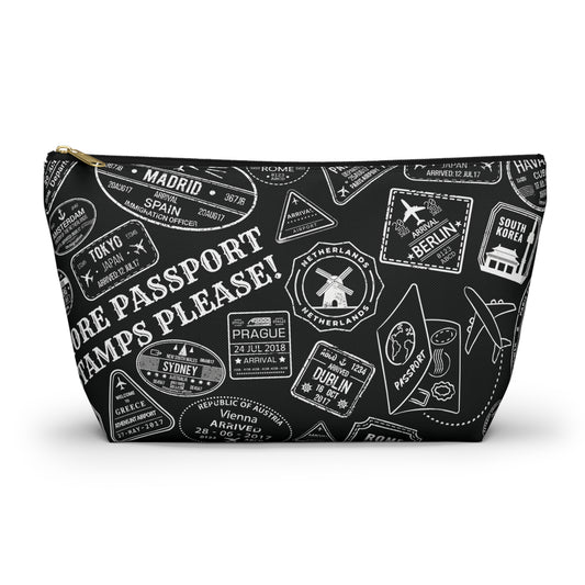 More Passport Stamps (b/w) Accessory Pouch w T-bottom