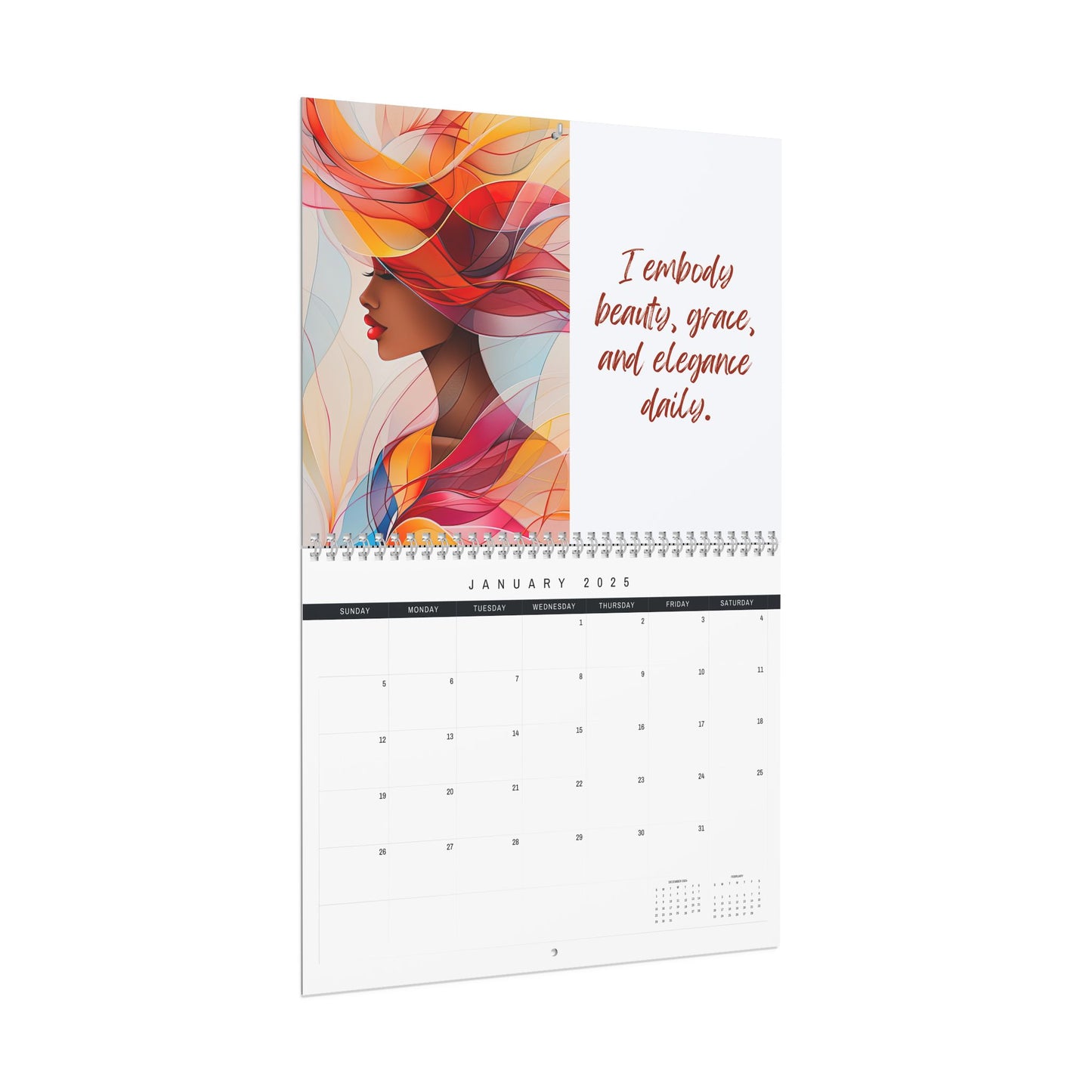 2025 Abstract Elegance Affirmation Wall Calendar