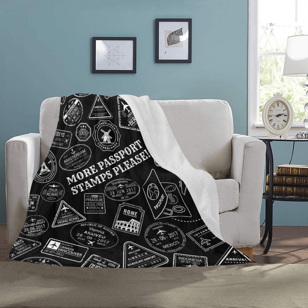 More Passport Stamps (blk) Ultra-Soft Micro Fleece Blanket 50"x60"
