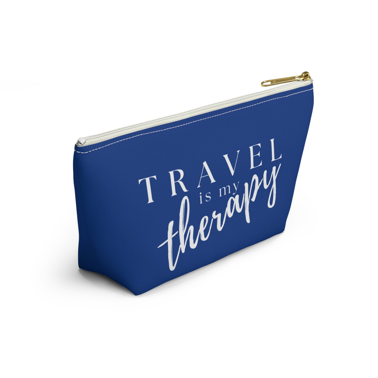 Travel Is My Therapy (red) Accessory Pouch w T-bottom