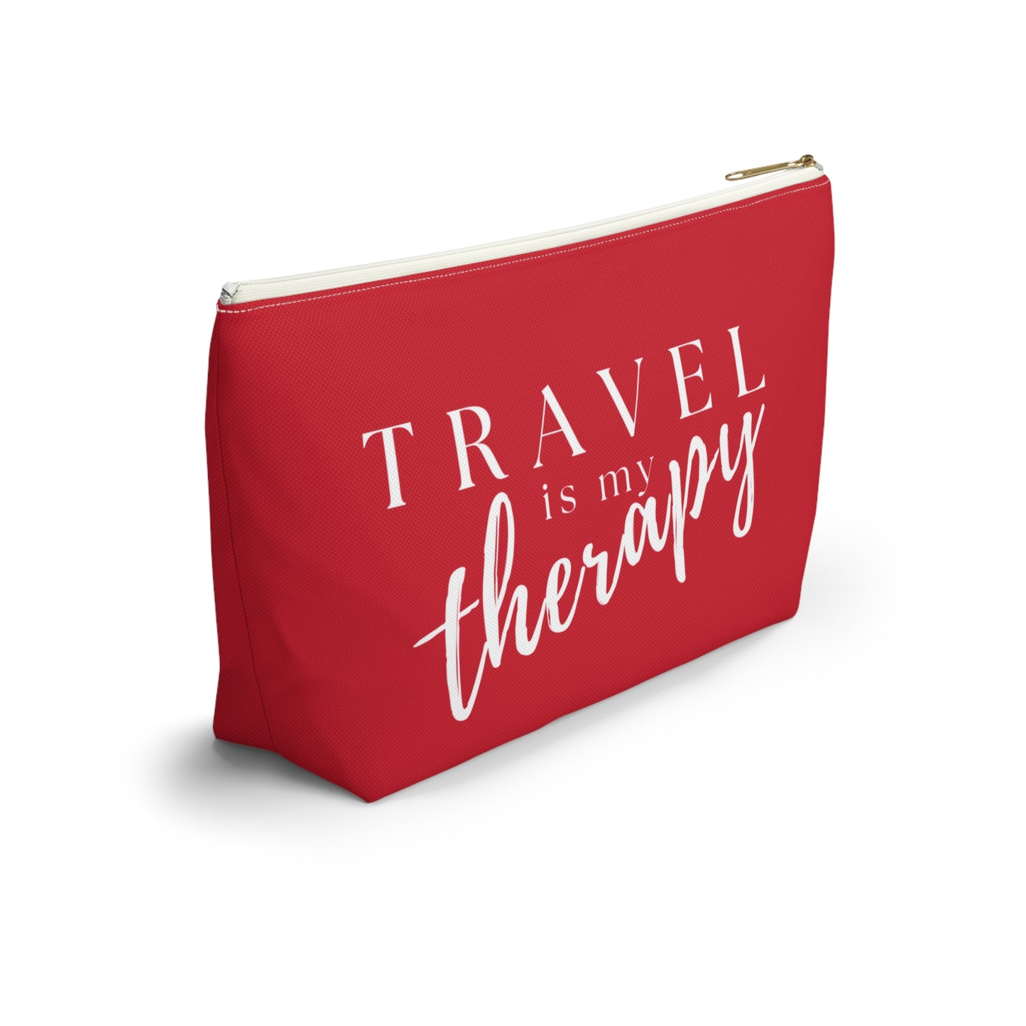 Travel Is My Therapy (red) Accessory Pouch w T-bottom