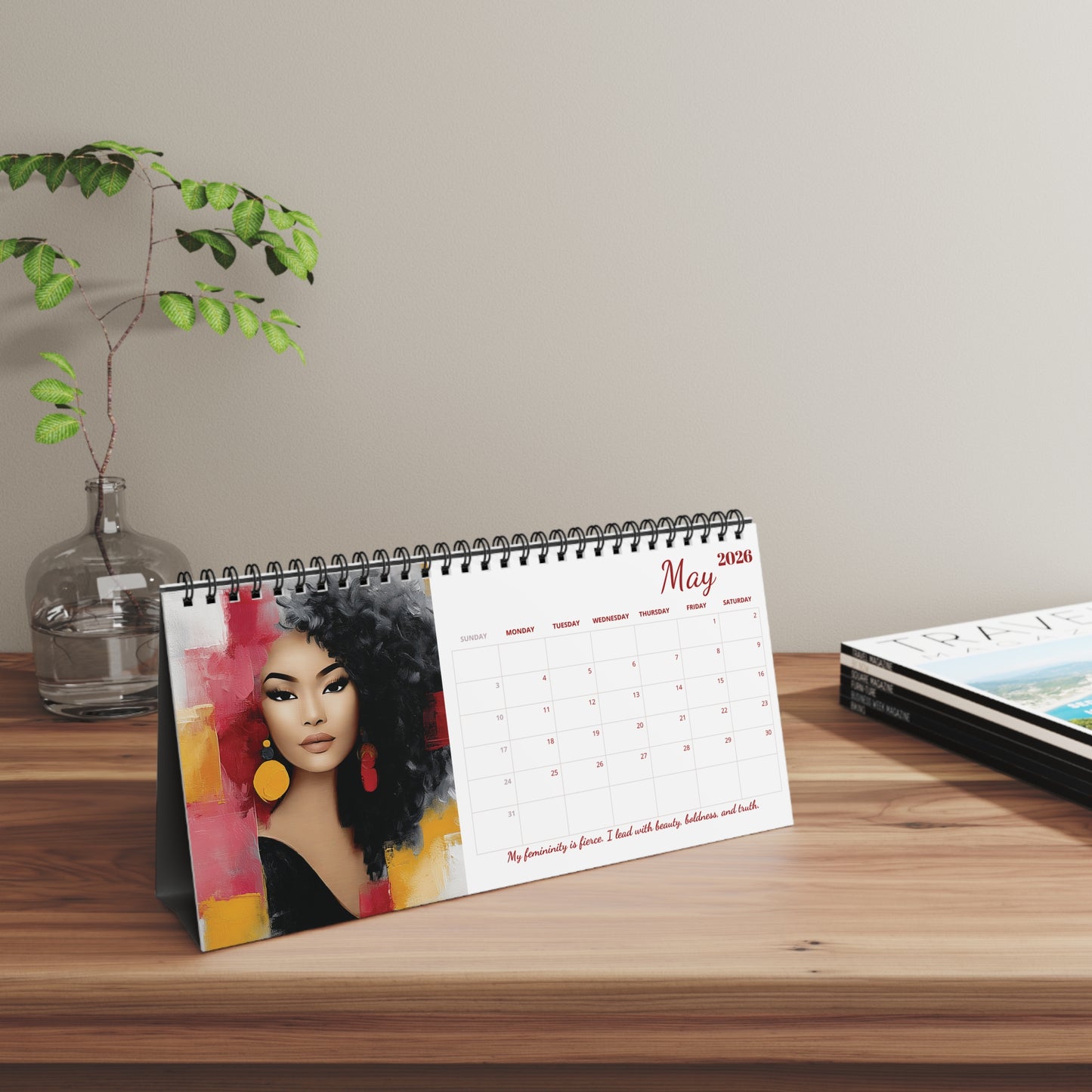 2026 Velvet Fire Desktop Calendar