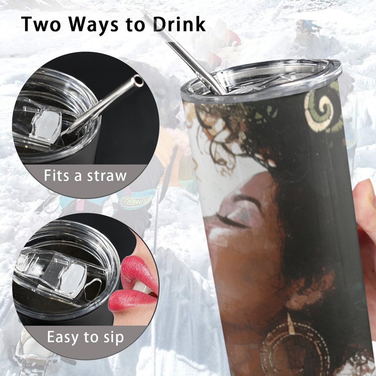 Joyful Beauty – 20oz Tall Skinny Tumbler with Lid & Stainless Steel Straw