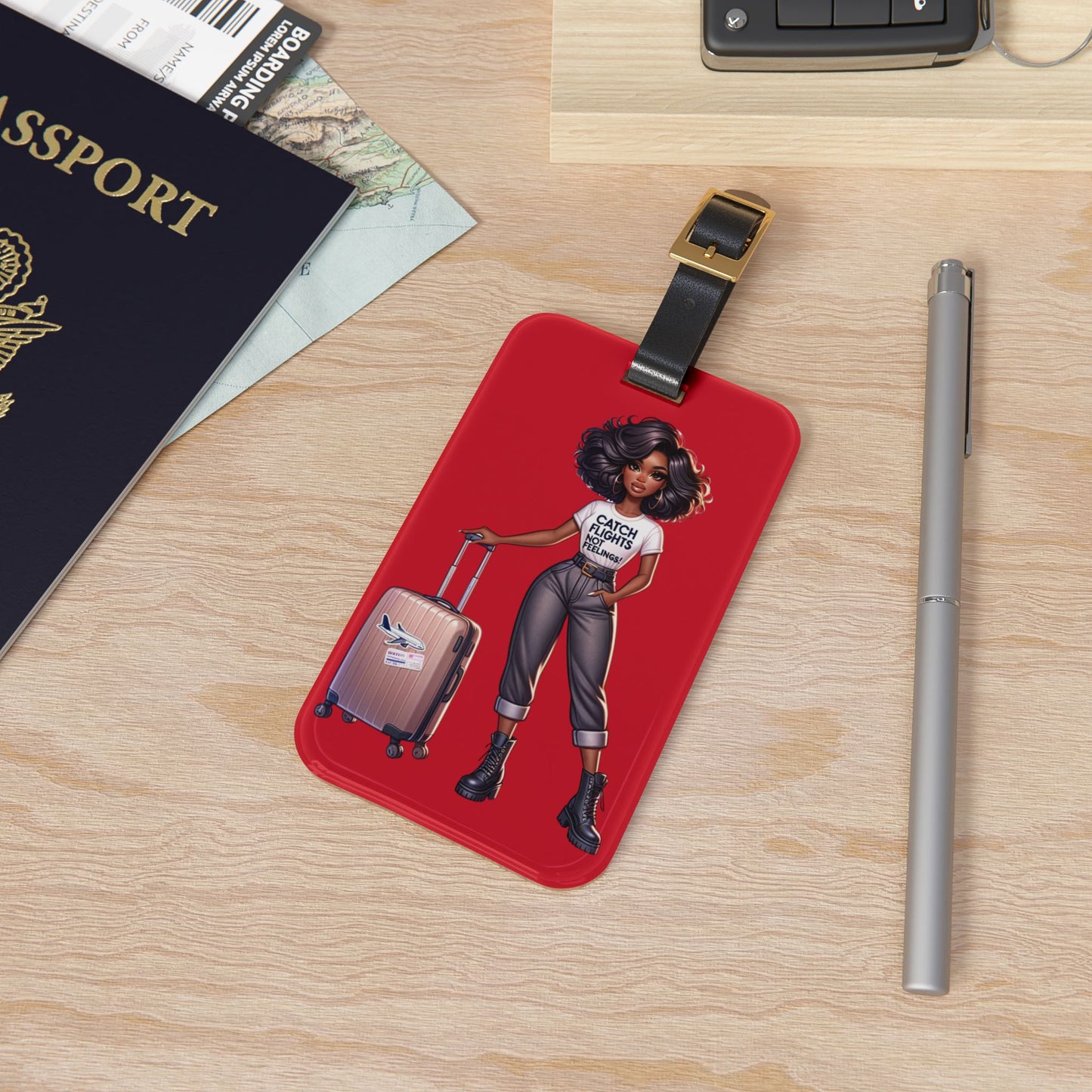 Catch Flights (red) Luggage Tag