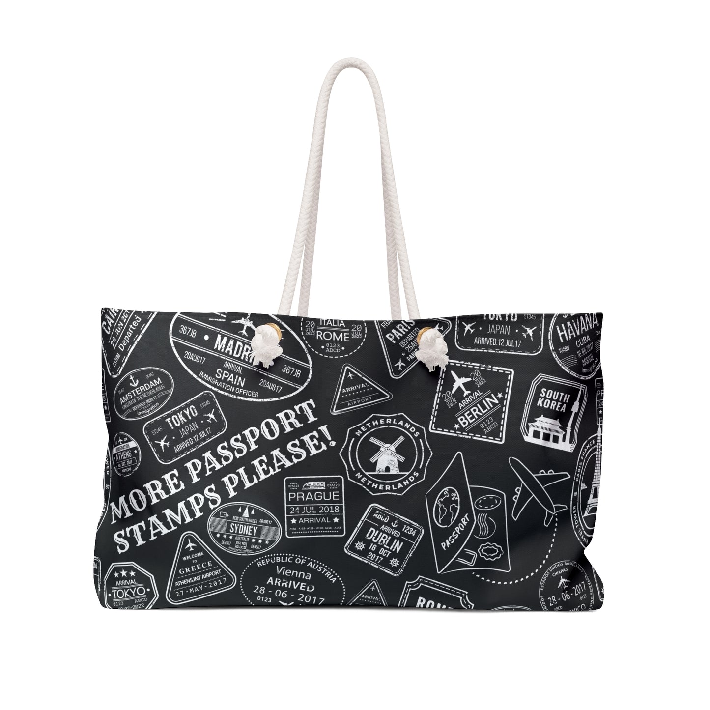 More Passport Stamps (B/W) Weekender Bag