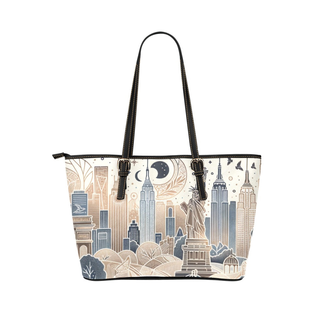 Abstract NYC PU Leather Tote Bag (lrg)