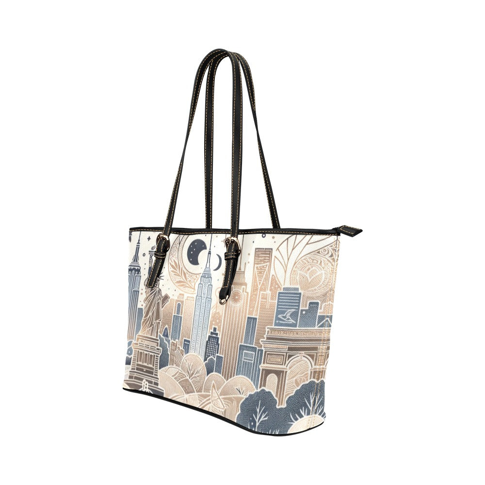 Abstract NYC PU Leather Tote Bag (lrg)