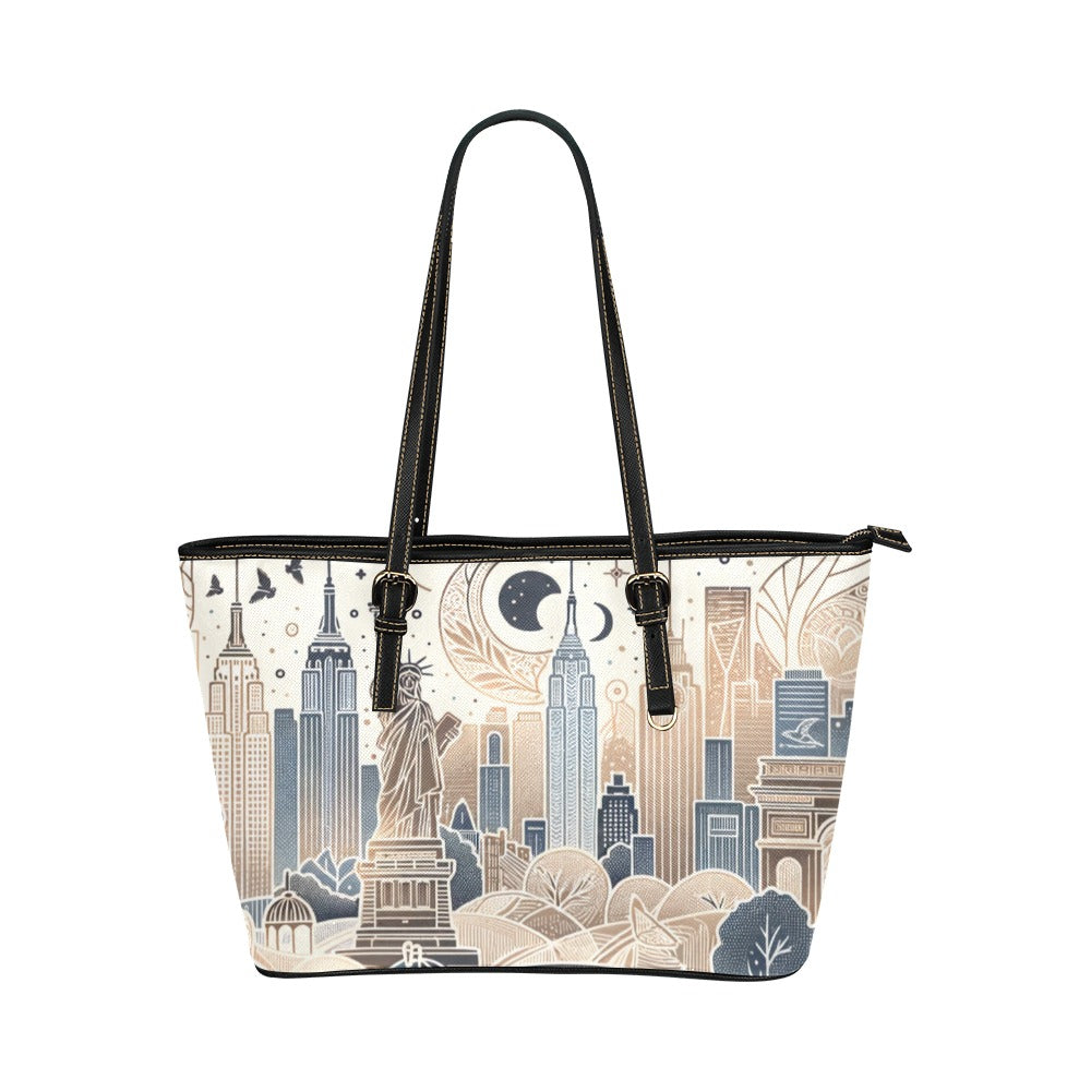 Abstract NYC PU Leather Tote Bag (lrg)